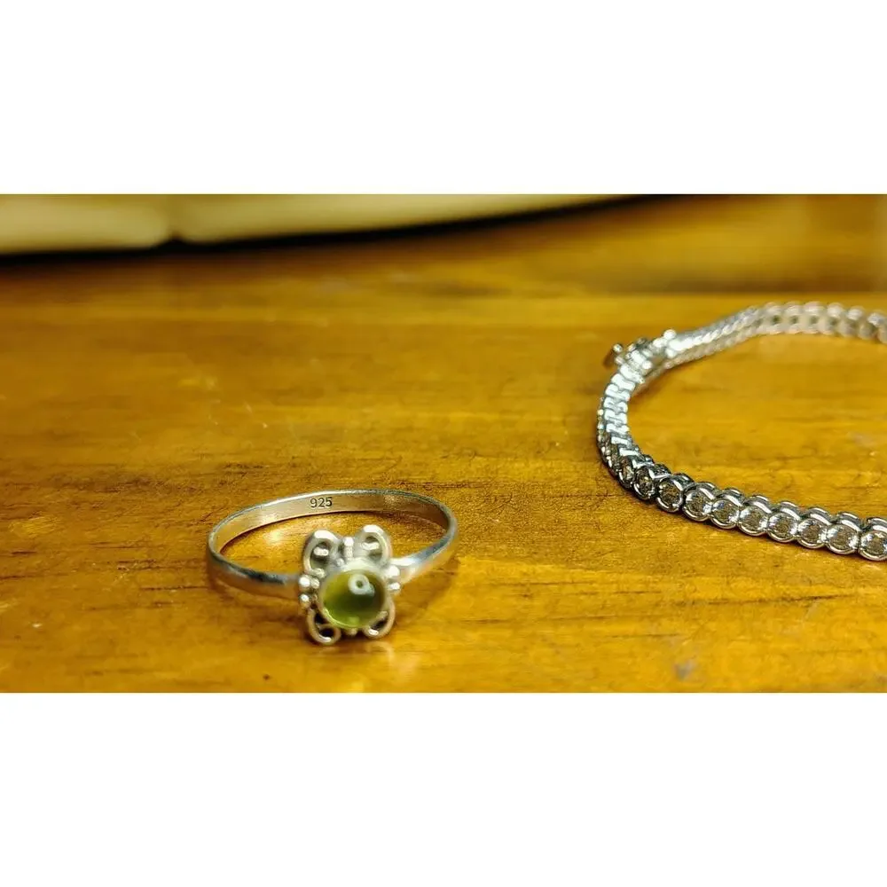 Lot Of 3 Pieces Jewelry Sterling Bracelet, Sterling Ring,Marked M Brooch - Picture 10 of 12
